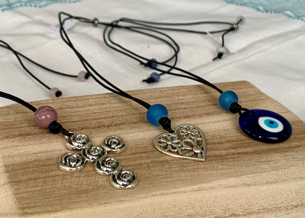 Rose Cross, Heart, Evil Eye Pendant Necklaces