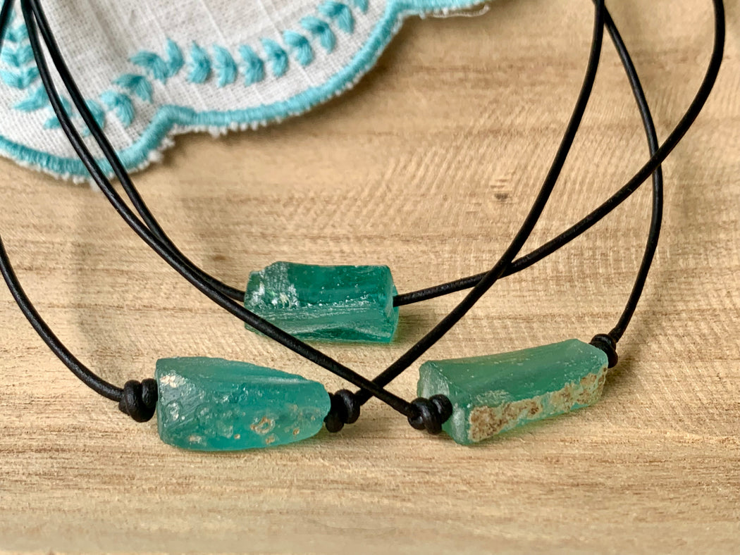 single bead Roman glass necklace