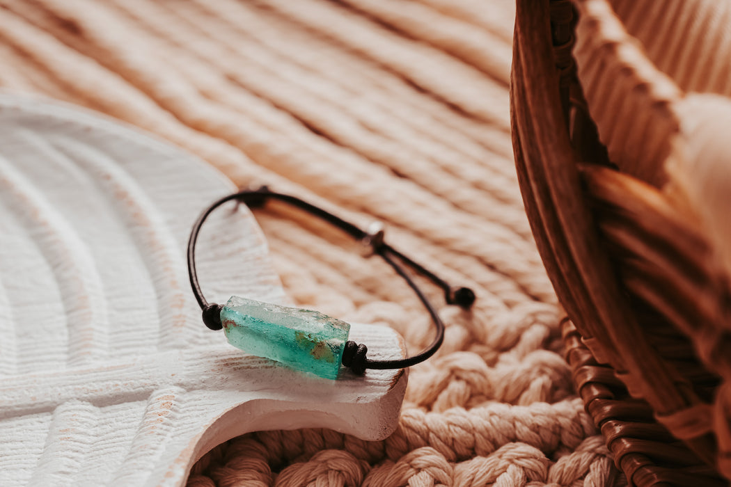 Roman glass bracelet leather adjustable