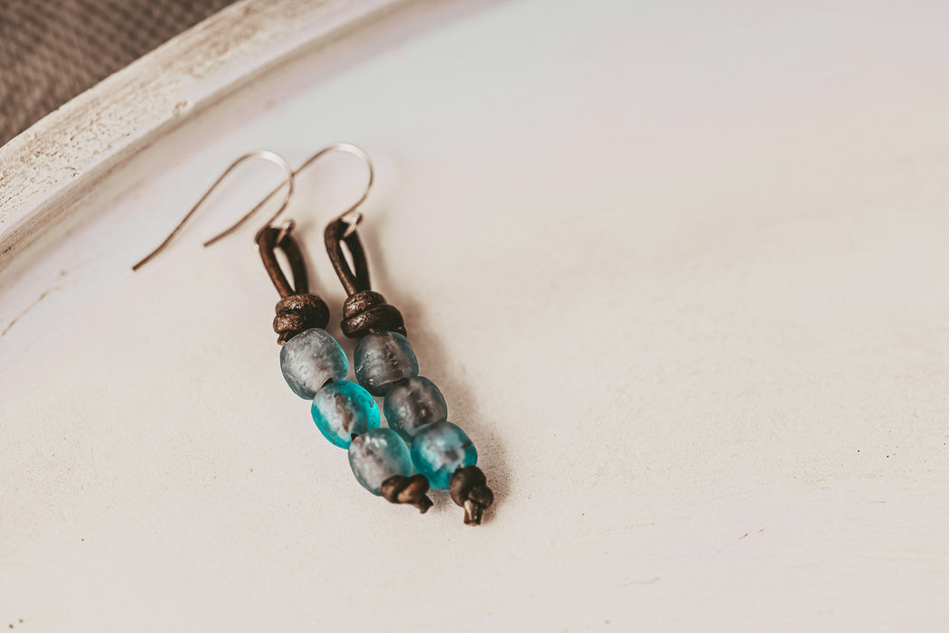 Ghana Glass Beach Earrings