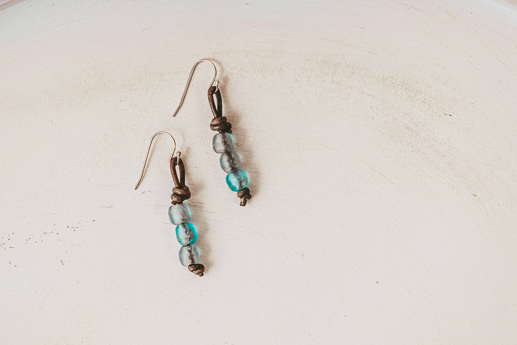 Ghana Glass Beach Earrings