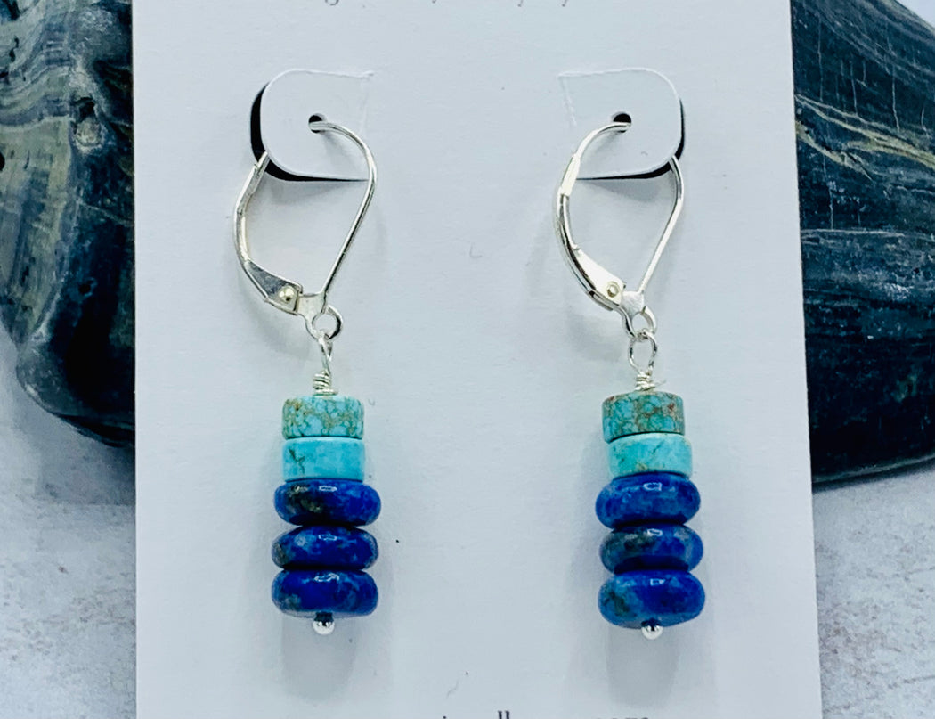 Lapis and Howlite Dangle Earrings | Blue Lovers Earrings